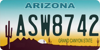 AZ license plate ASW8742
