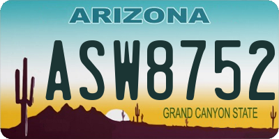 AZ license plate ASW8752