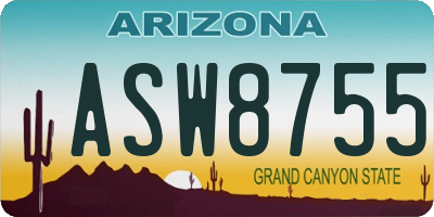 AZ license plate ASW8755
