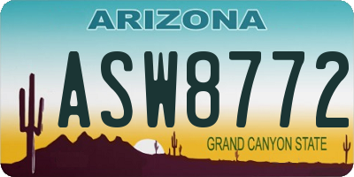 AZ license plate ASW8772