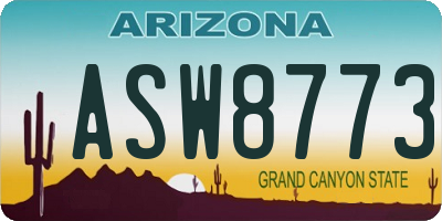 AZ license plate ASW8773