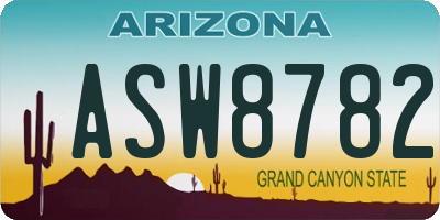 AZ license plate ASW8782