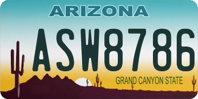 AZ license plate ASW8786
