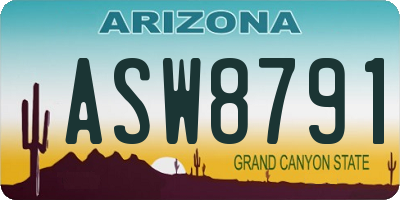 AZ license plate ASW8791