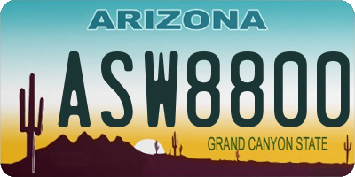 AZ license plate ASW8800