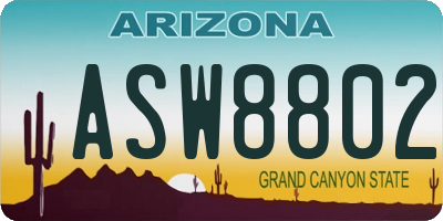 AZ license plate ASW8802