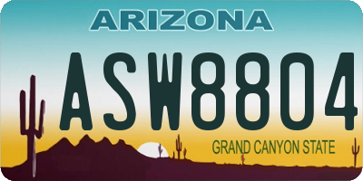 AZ license plate ASW8804