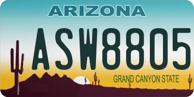 AZ license plate ASW8805