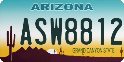 AZ license plate ASW8812