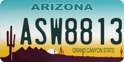 AZ license plate ASW8813