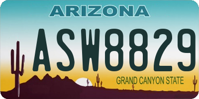 AZ license plate ASW8829