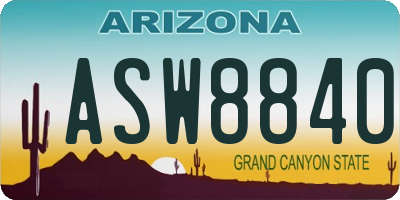 AZ license plate ASW8840