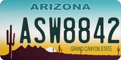 AZ license plate ASW8842