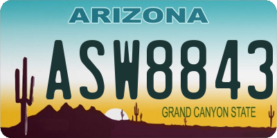 AZ license plate ASW8843