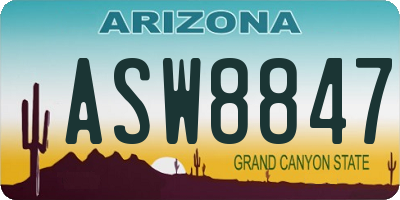AZ license plate ASW8847