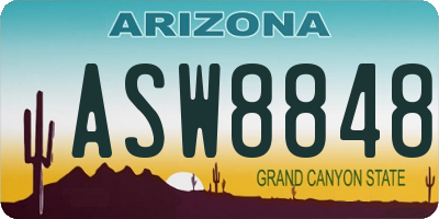 AZ license plate ASW8848