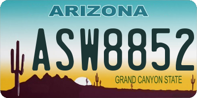 AZ license plate ASW8852