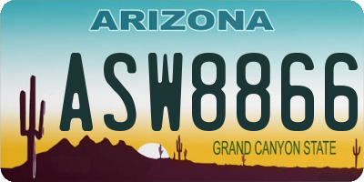 AZ license plate ASW8866