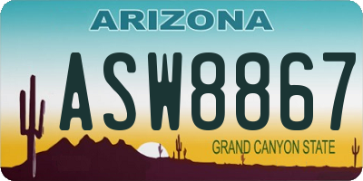 AZ license plate ASW8867