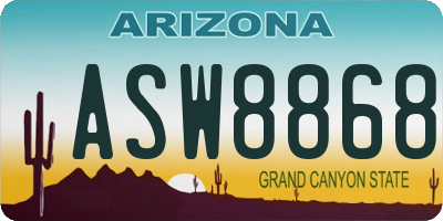 AZ license plate ASW8868