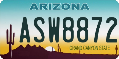 AZ license plate ASW8872