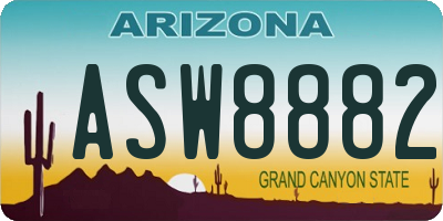 AZ license plate ASW8882