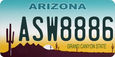 AZ license plate ASW8886