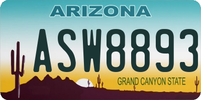 AZ license plate ASW8893