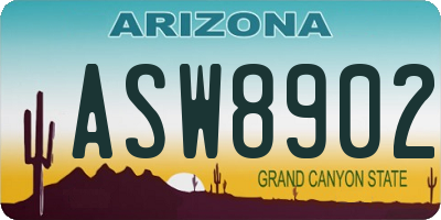 AZ license plate ASW8902