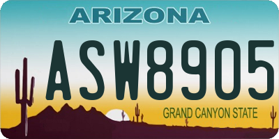 AZ license plate ASW8905