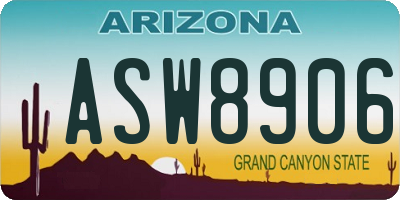 AZ license plate ASW8906