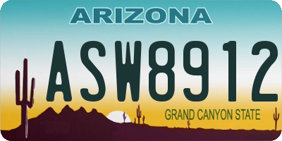 AZ license plate ASW8912