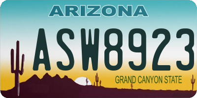 AZ license plate ASW8923