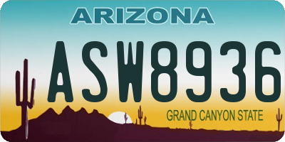 AZ license plate ASW8936