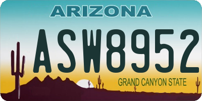AZ license plate ASW8952