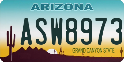AZ license plate ASW8973