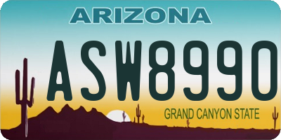 AZ license plate ASW8990