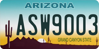 AZ license plate ASW9003