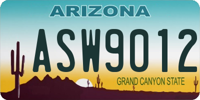 AZ license plate ASW9012