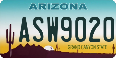 AZ license plate ASW9020