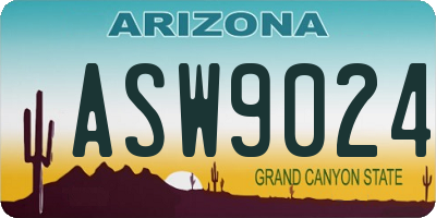 AZ license plate ASW9024
