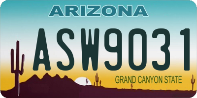 AZ license plate ASW9031