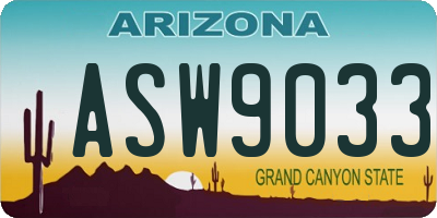 AZ license plate ASW9033