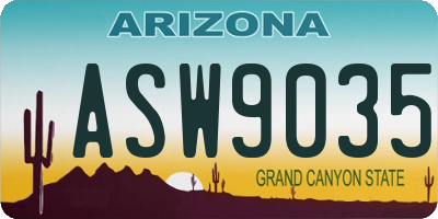 AZ license plate ASW9035