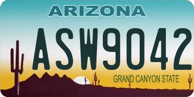 AZ license plate ASW9042