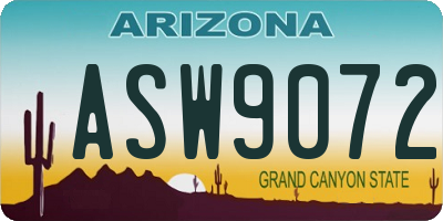 AZ license plate ASW9072