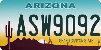 AZ license plate ASW9092