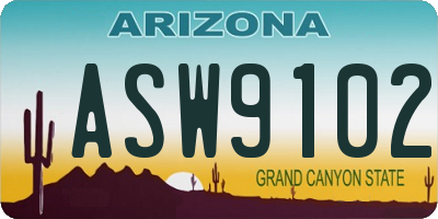 AZ license plate ASW9102