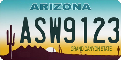 AZ license plate ASW9123