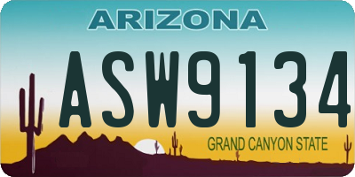 AZ license plate ASW9134